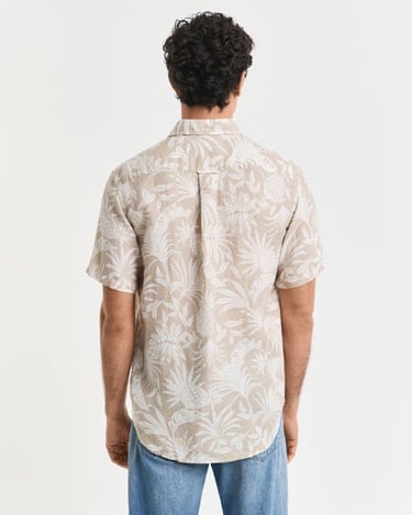  GANT Erkek Bej Regular Fit Düğmeli Yaka Desenli Gömlek