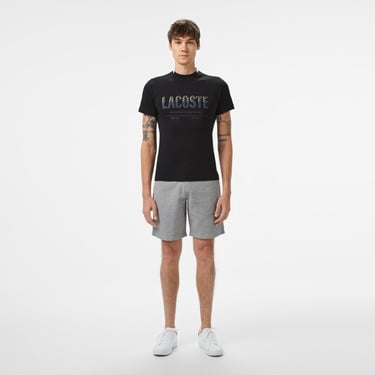  Lacoste Erkek Slim Fit Bisiklet Yaka Baskılı Siyah T-Shirt