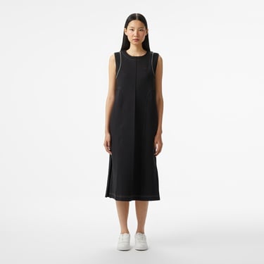  Lacoste Kadın Relaxed Fit Kolsuz Bisiklet Yaka Siyah Elbise