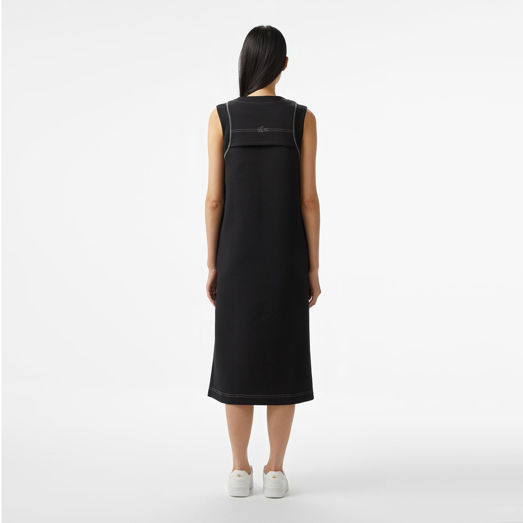 Lacoste Kadın Relaxed Fit Kolsuz Bisiklet Yaka Siyah Elbise