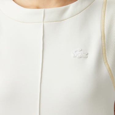  Kadın Relaxed Fit Kolsuz Bisiklet Yaka Beyaz Elbise