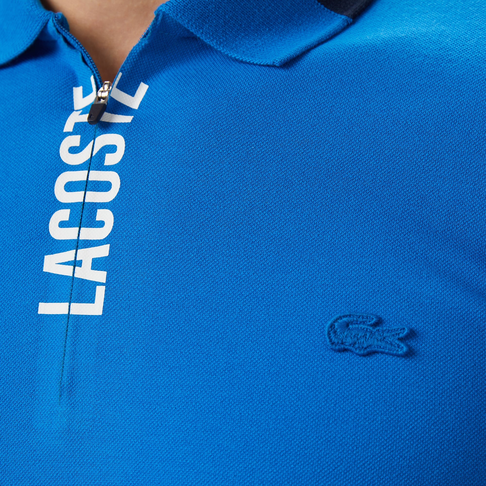 Lacoste Erkek Regular Fit Yarım Fermuarlı Baskılı Mavi Polo