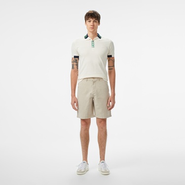  Erkek Slim Fit Bej Bermuda Şort