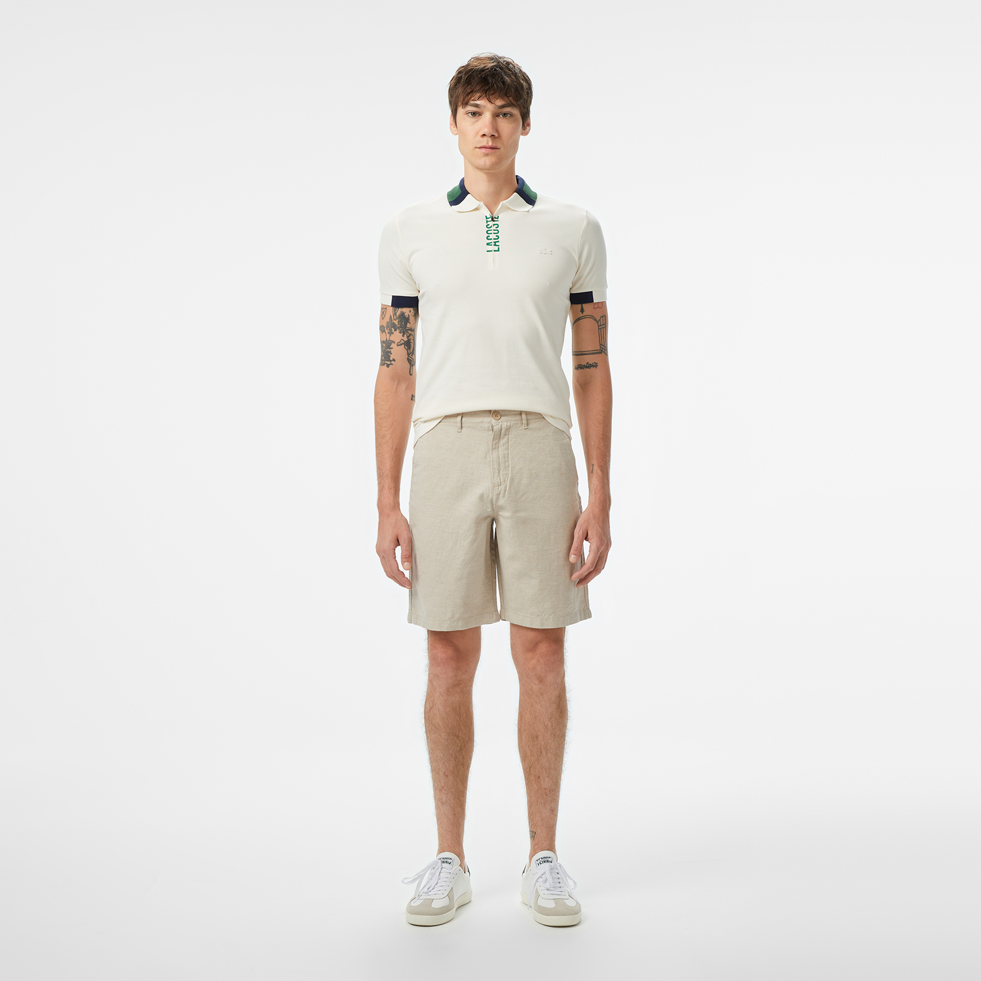  Erkek Slim Fit Bej Bermuda Şort