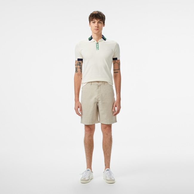  Erkek Slim Fit Bej Bermuda Şort