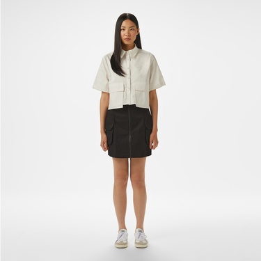  Kadın Regular Fit Yarım Kol Krem Gömlek