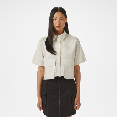  Kadın Regular Fit Yarım Kol Krem Gömlek