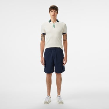  Lacoste Erkek Regular Fit Yarım Fermuarlı Baskılı Beyaz Polo