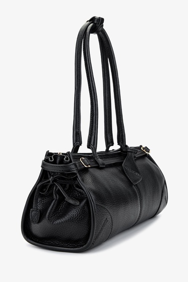  Valmenti Kadın Hakiki Deri Siyah Floter Kol Çantası