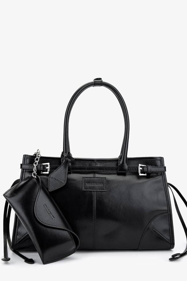  Valmenti Kadın Hakiki Deri Siyah Deri Kol Çantası