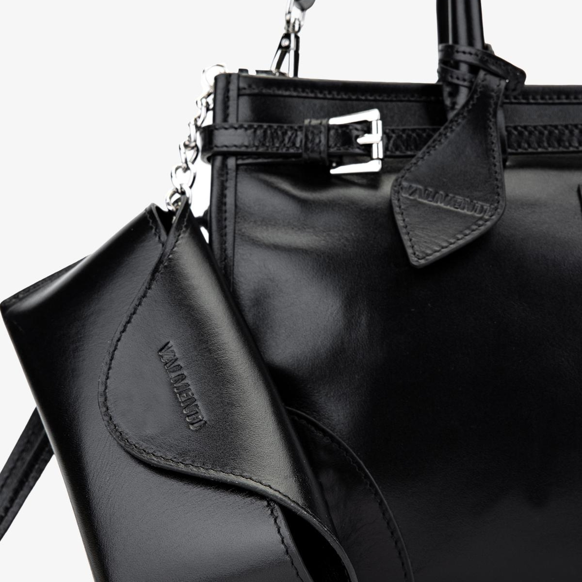 Valmenti Kadın Hakiki Deri Siyah Deri Kol Çantası