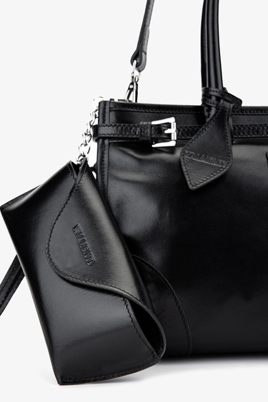  Valmenti Kadın Hakiki Deri Siyah Deri Kol Çantası