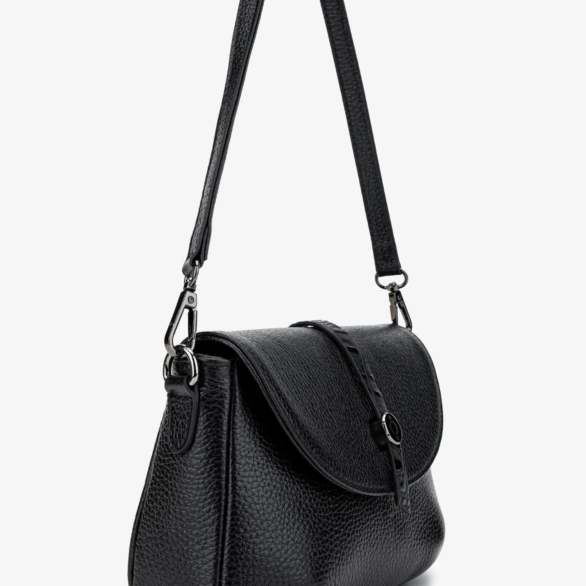 Valmenti Kadın Hakiki Deri Siyah Floter Kol Çantası