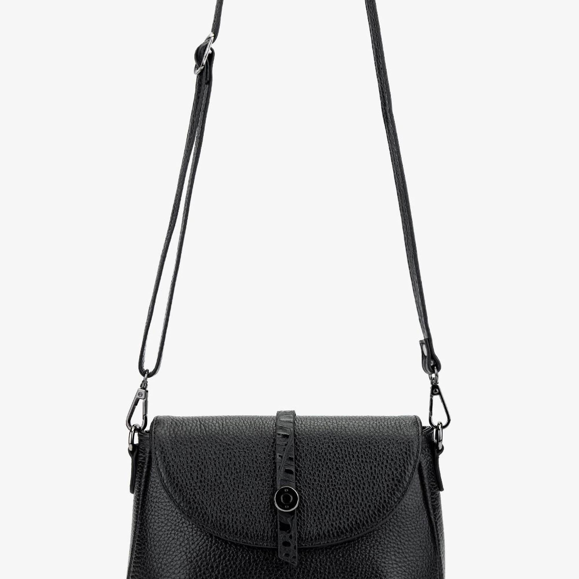 Valmenti Kadın Hakiki Deri Siyah Floter Kol Çantası