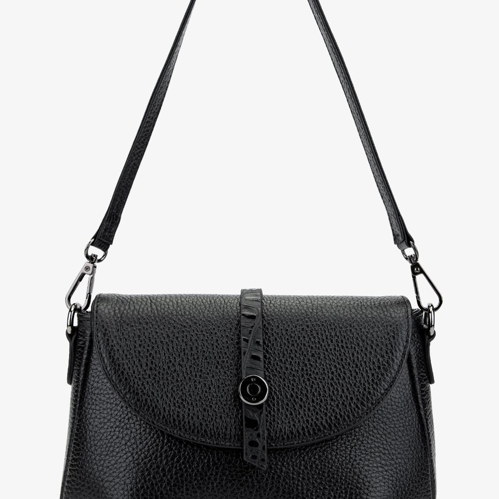 Valmenti Kadın Hakiki Deri Siyah Floter Kol Çantası