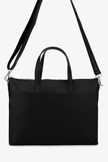  Valmenti Unisex Vegan/Deri Siyah Floter Evrak Çantası