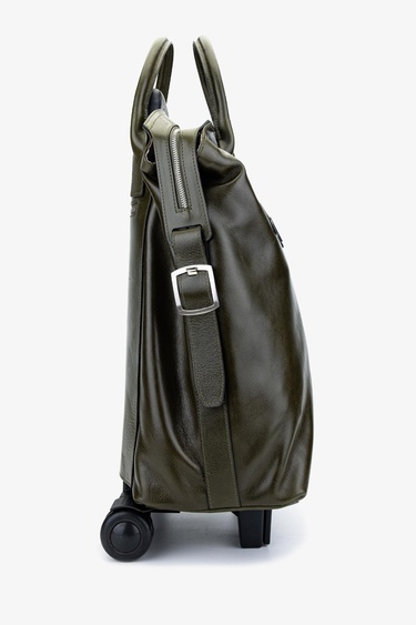  Valmenti Unisex Hakiki Deri Yeşil Valiz