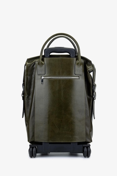  Valmenti Unisex Hakiki Deri Yeşil Valiz