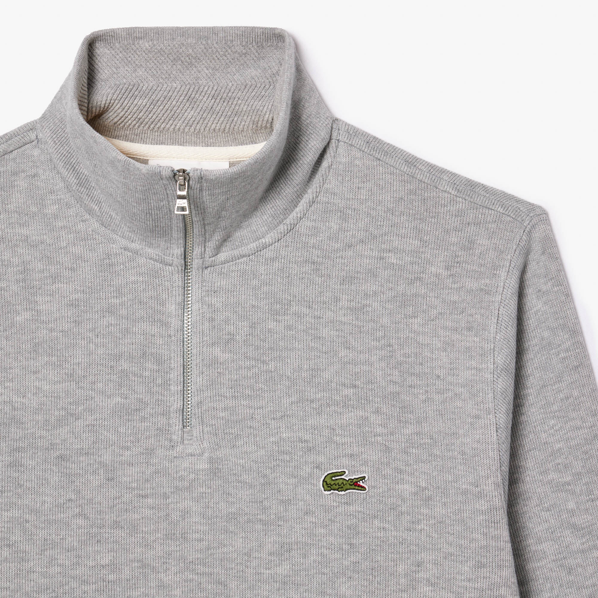 Lacoste Erkek Classic Fit Yarım Fermuarlı Gri Sweatshirt