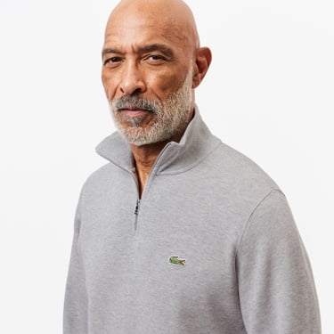  Lacoste Erkek Classic Fit Yarım Fermuarlı Gri Sweatshirt