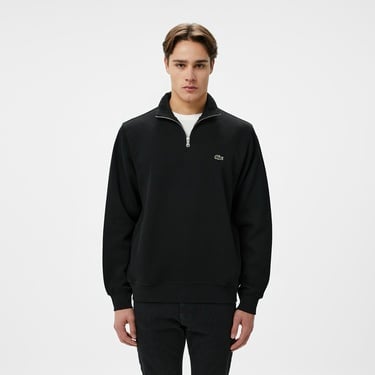  Lacoste Erkek Classic Fit Yarım Fermuarlı Siyah Sweatshirt