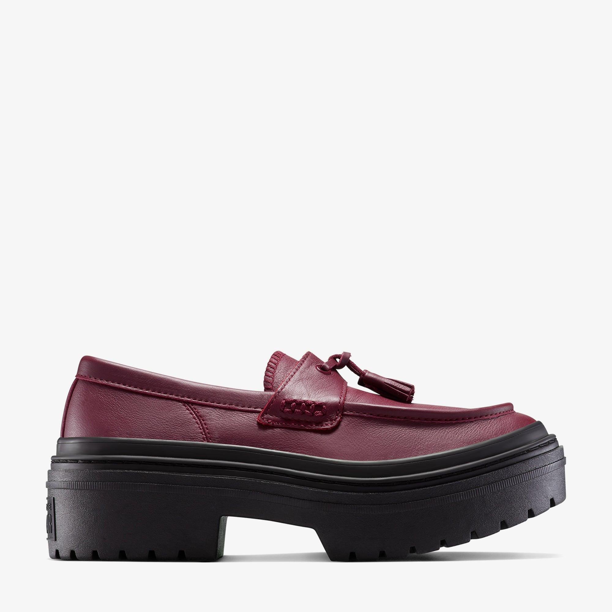  Converse Chuck Taylor All Star Lugged Heel Kadın Bordo Deri Platform Loafer Ayakkabı