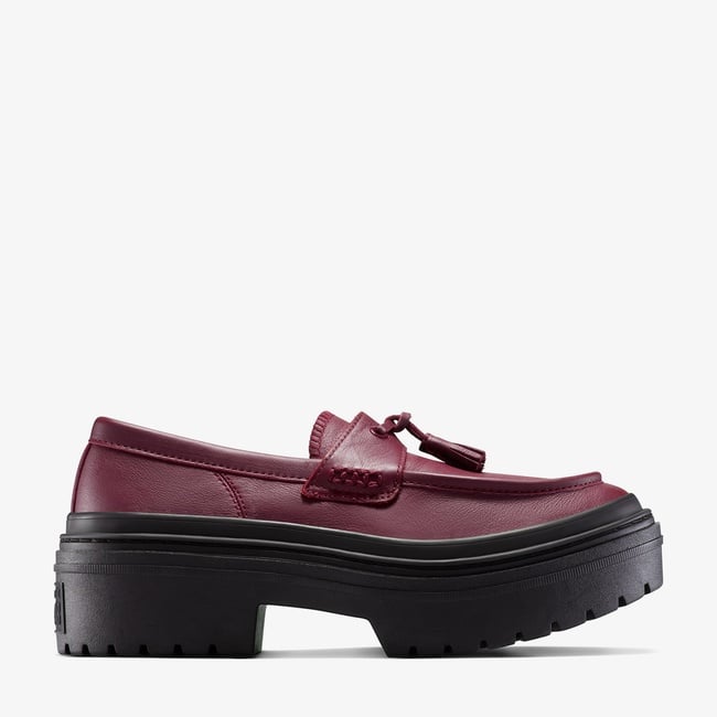  Converse Chuck Taylor All Star Lugged Heel Kadın Bordo Deri Platform Loafer Ayakkabı