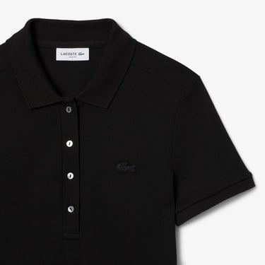  Lacoste Kadın Slim Fit Kısa Kollu Polo Yaka Siyah Elbise