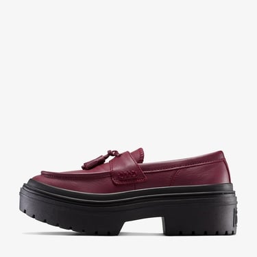  Converse Chuck Taylor All Star Lugged Heel Kadın Bordo Deri Platform Loafer Ayakkabı