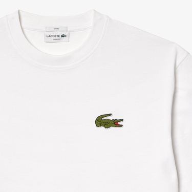  Lacoste Unisex Loose Fit Bisiklet Yaka Beyaz T-Shirt