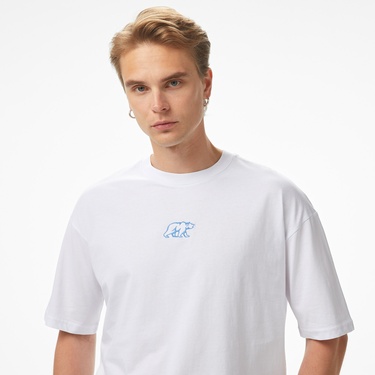  Ucla Sinclair Erkek Beyaz Bisiklet Yaka T-Shirt