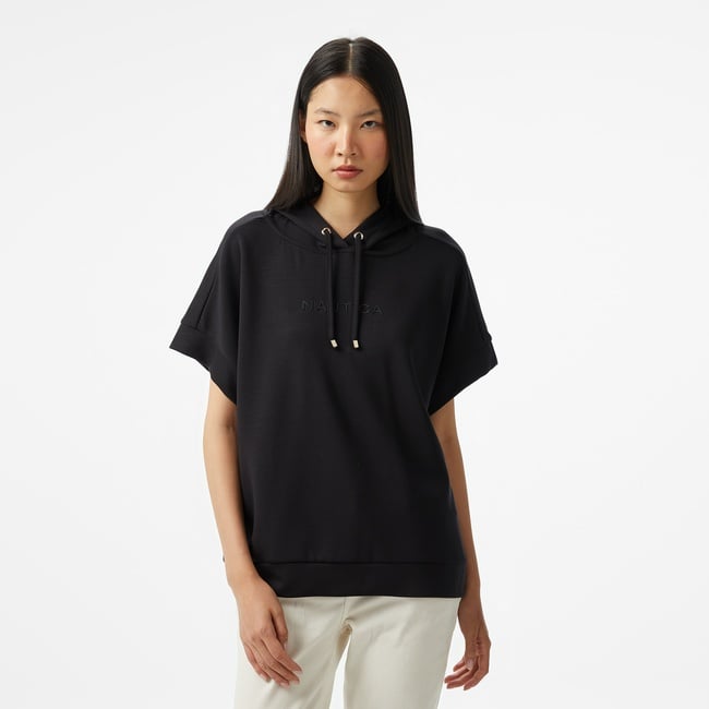  Nautica Kadın Siyah Relaxed Fit Kapüşonlu Sweatshirt