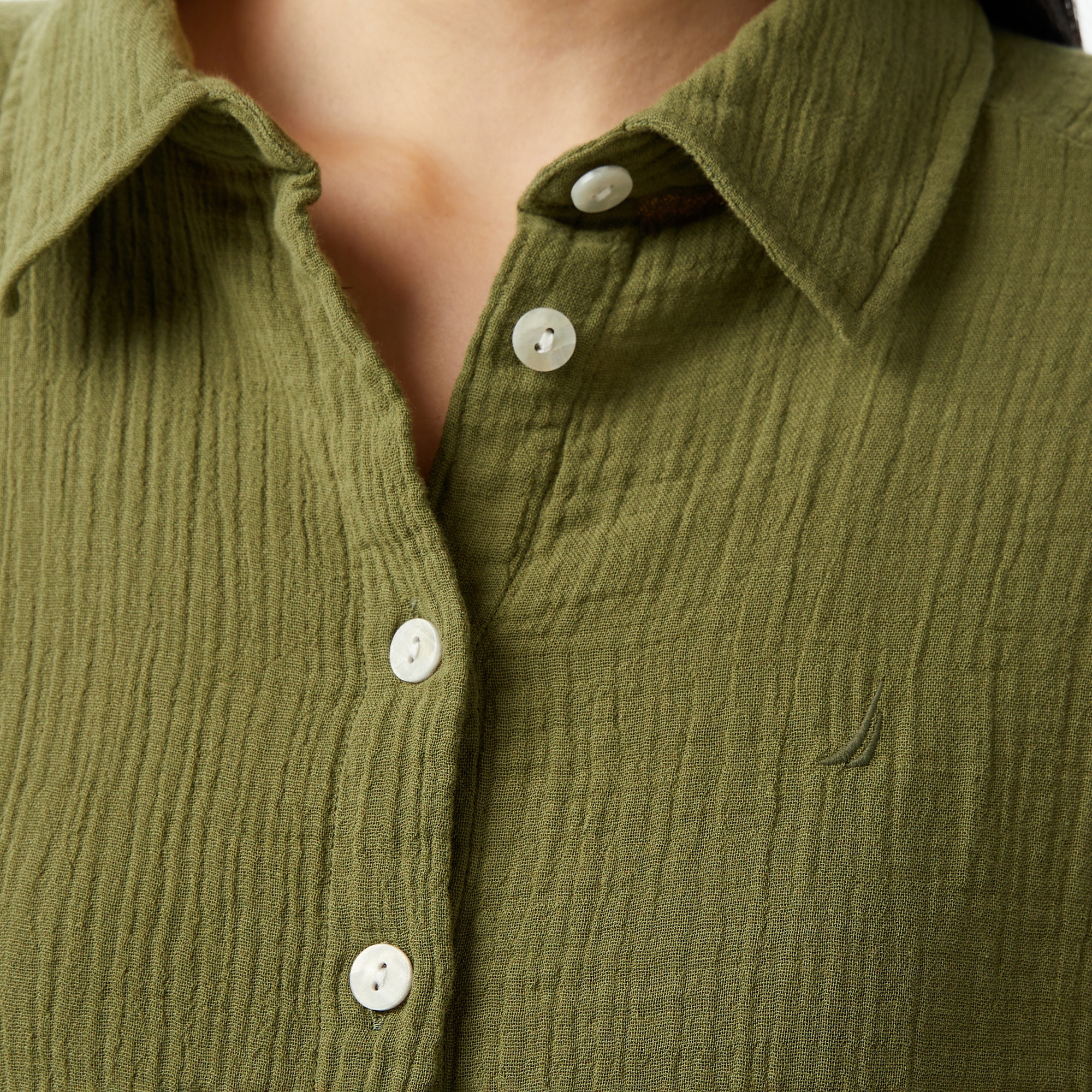 Nautica Kadın Yeşil Oversize Fit Gömlek