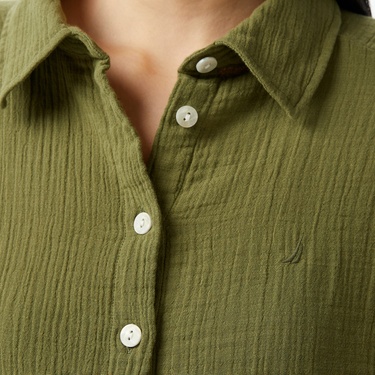  Nautica Kadın Yeşil Oversize Fit Gömlek