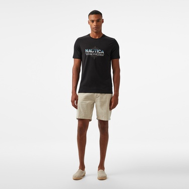  Nautica Erkek Siyah Regular Fit Baskılı T-Shirt