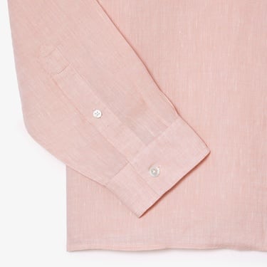  Lacoste Erkek Regular Fit Düğmeli Yaka Keten Açık Pembe Gömlek