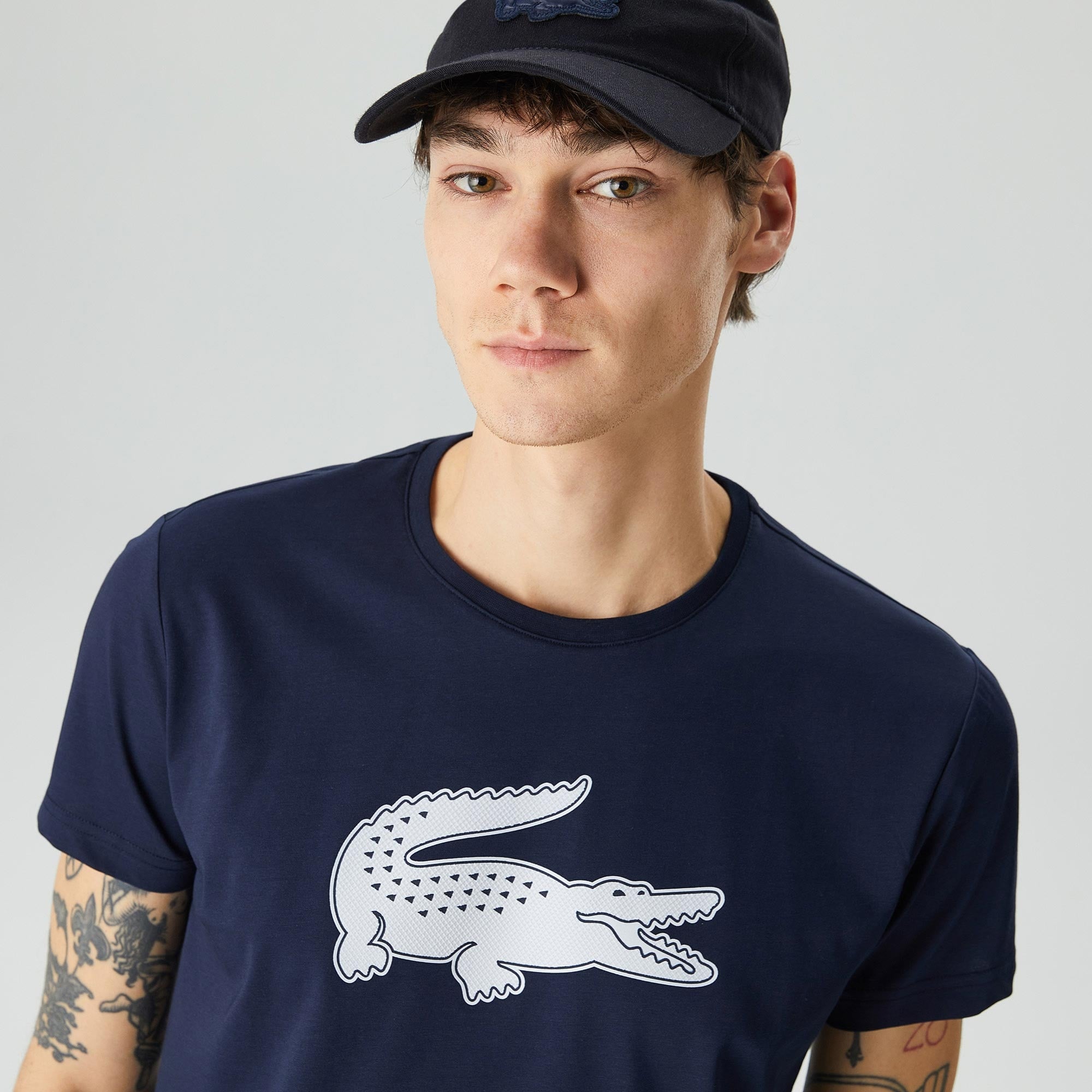 Lacoste Erkek Regular Fit Bisiklet Yaka Baskılı Lacivert T-Shirt