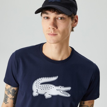  Lacoste Erkek Regular Fit Bisiklet Yaka Baskılı Lacivert T-Shirt