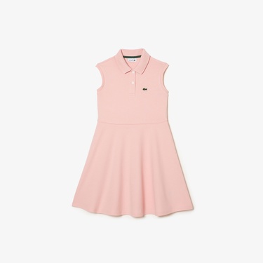  Lacoste Kız Çocuk Kolsuz Polo Yaka Pembe Elbise