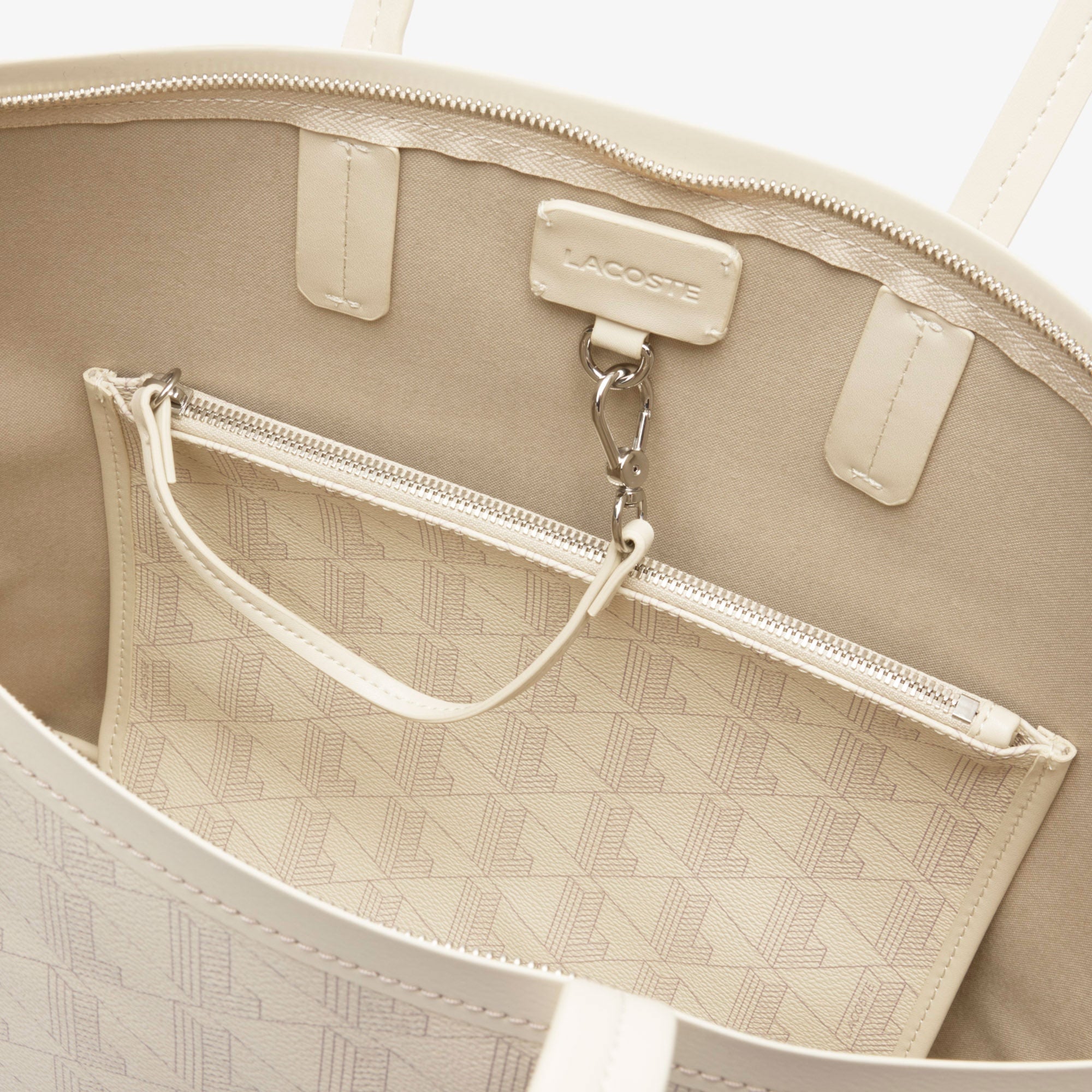 Lacoste Zely Kadın Monogram Bej Omuz Çantası