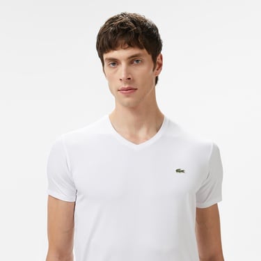  Lacoste Erkek Slim Fit V Yaka Beyaz T-Shirt