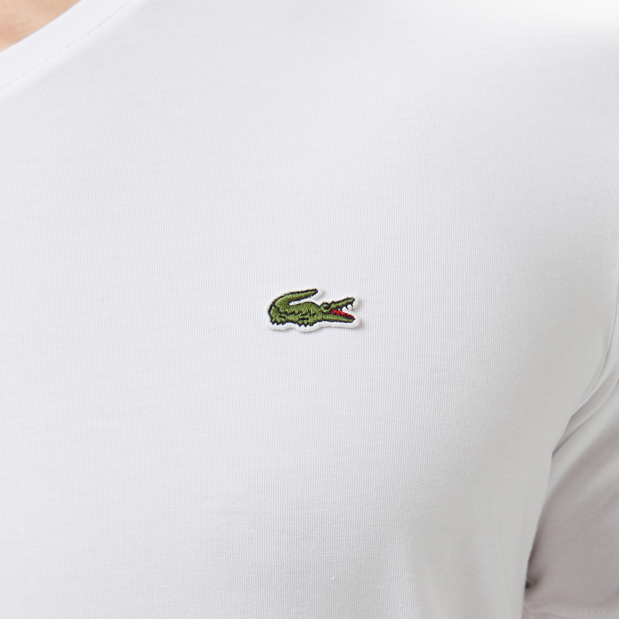 Lacoste Erkek Slim Fit V Yaka Beyaz T-Shirt