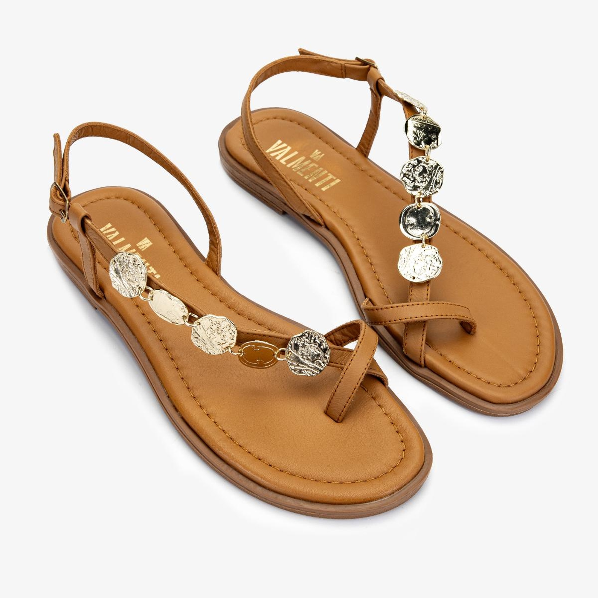 Valmenti Kadın Hakiki Deri Taba Deri Parmak Arası Sandalet