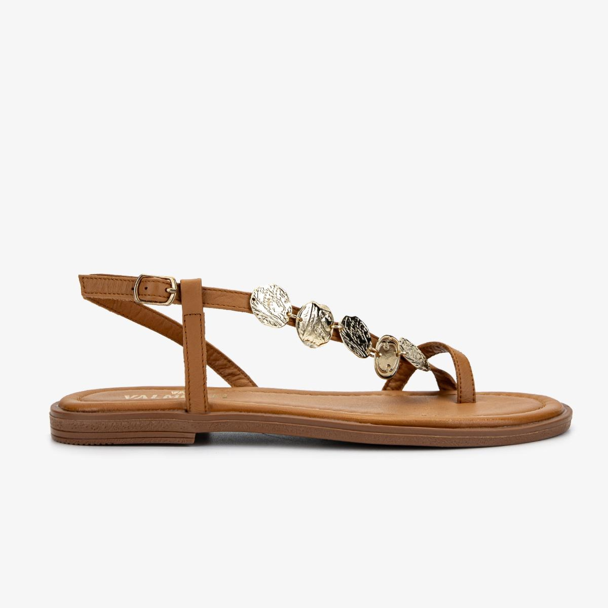 Valmenti Kadın Hakiki Deri Taba Deri Parmak Arası Sandalet