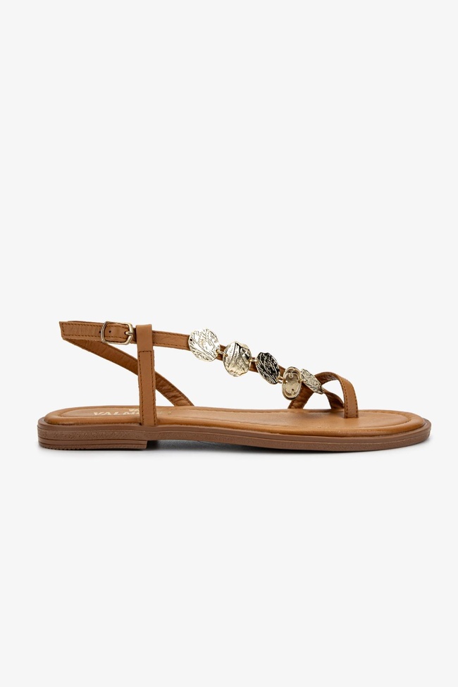  Valmenti Kadın Hakiki Deri Taba Deri Parmak Arası Sandalet