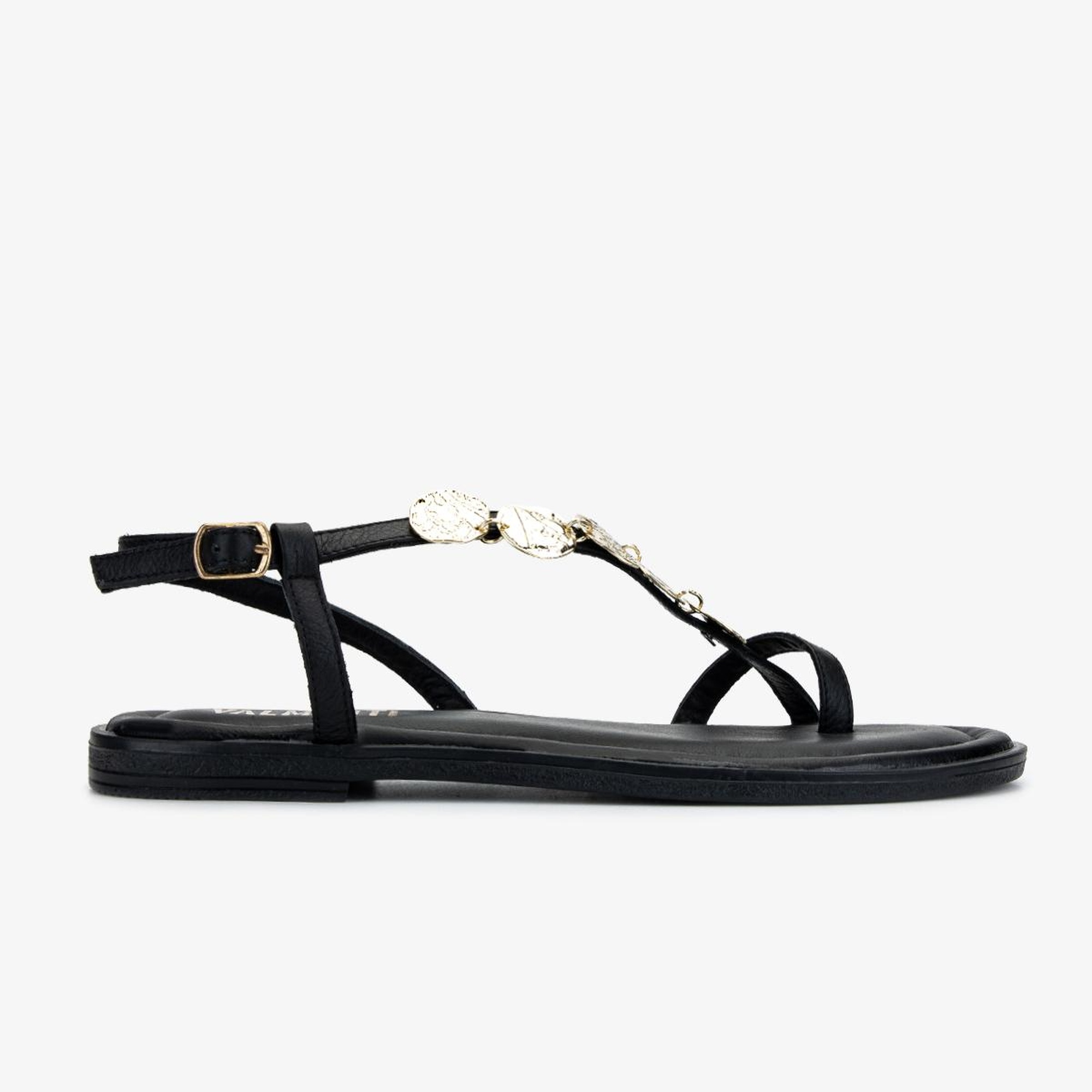 Valmenti Kadın Hakiki Deri Siyah Deri Parmak Arası Sandalet