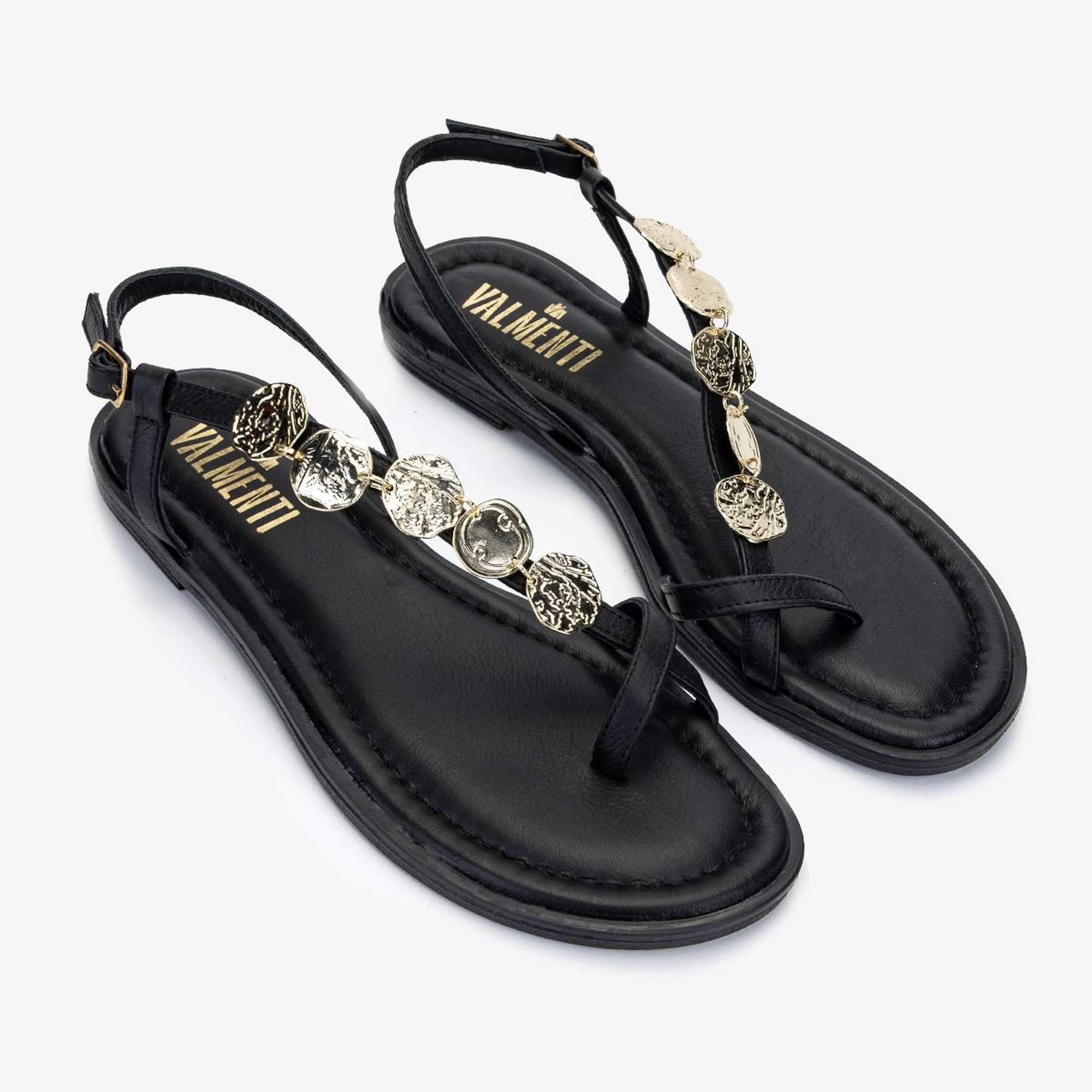 Valmenti Kadın Hakiki Deri Siyah Deri Parmak Arası Sandalet