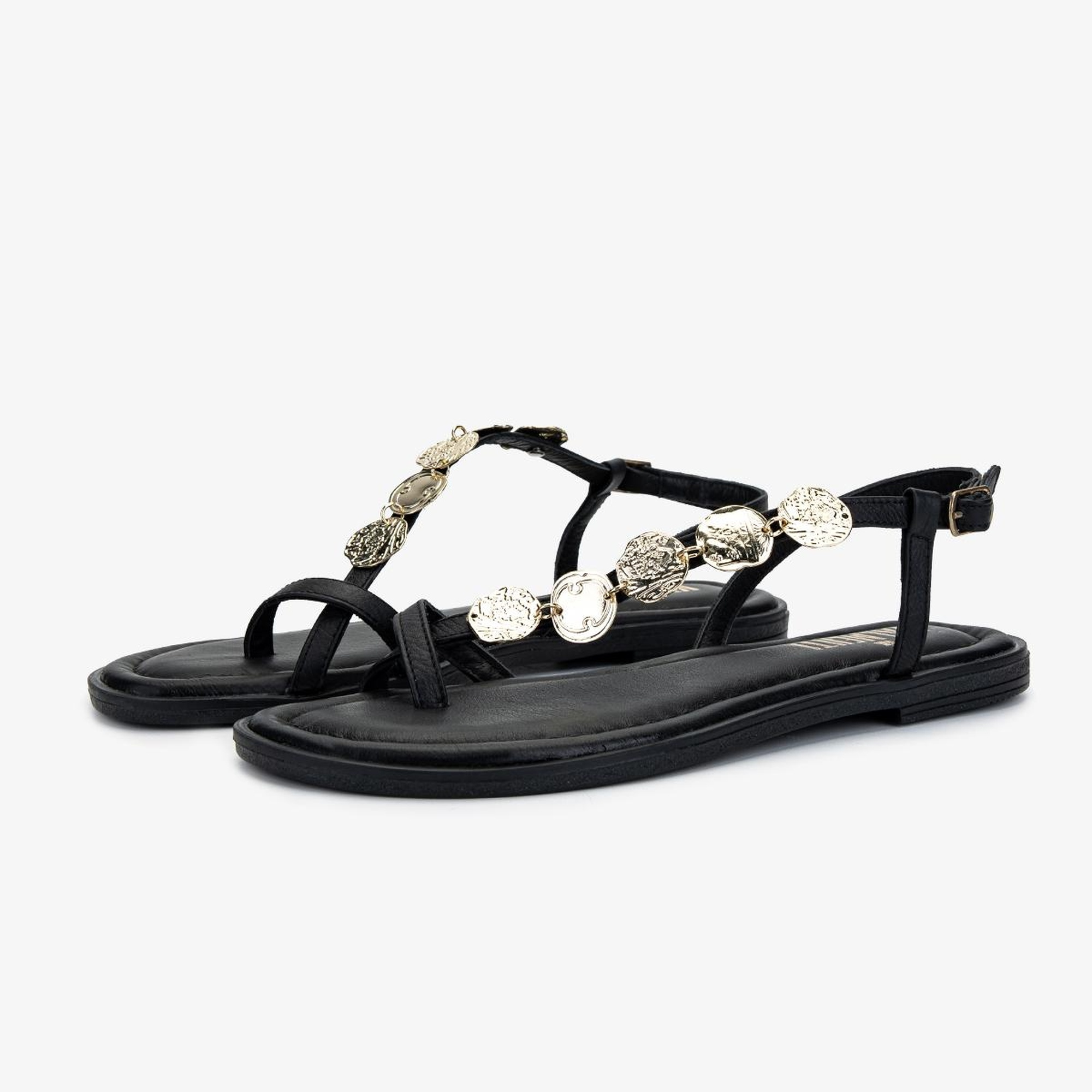 Valmenti Kadın Hakiki Deri Siyah Deri Parmak Arası Sandalet