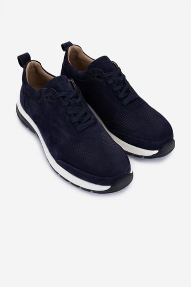  Valmenti Erkek Hakiki Deri Lacivert Nubuk Sneakers & Spor Ayakkabı