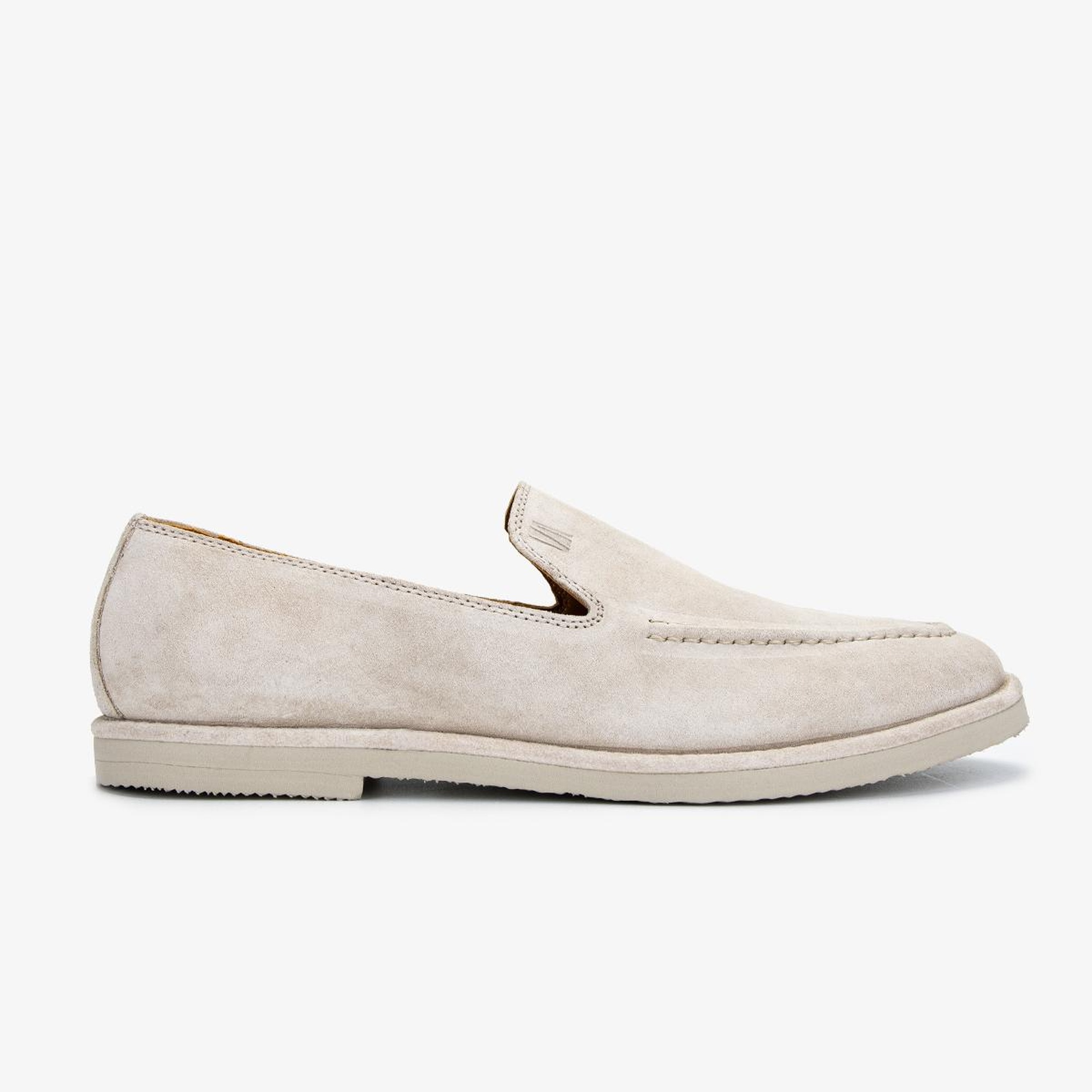 Valmenti Erkek Hakiki Deri Bej Süet Loafer Ayakkabı